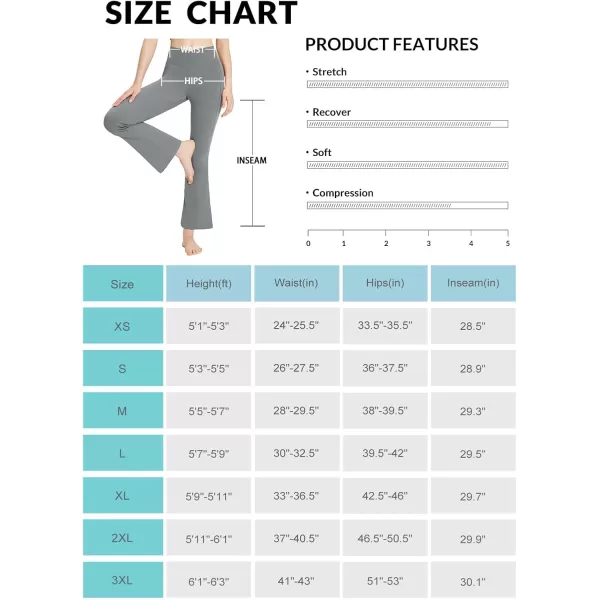 BALEAF Womens Flare Leggings with Zipper Pockets Crossover High Waist Bootcut Yoga Pants Tummy Control Bell Bottom LeggingsDark Grey