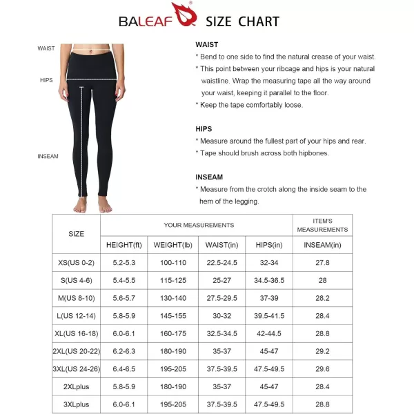 BALEAF Womens Fleece Lined Leggings Thermal Warm Winter Tights High Waisted Yoga Pants Cold Weather with Pockets1 Pocket Black