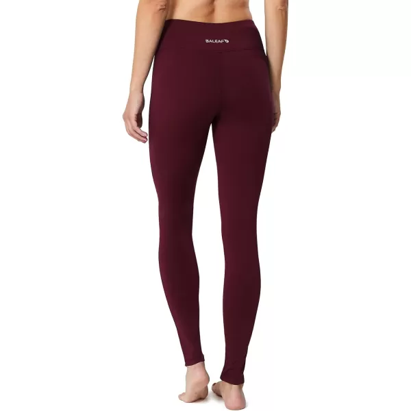 BALEAF Womens Fleece Lined Leggings Thermal Warm Winter Tights High Waisted Yoga Pants Cold Weather with Pockets1 Pocket Ruby Wine