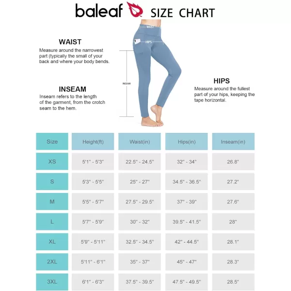 BALEAF Womens Fleece Lined Leggings Thermal Warm Winter Tights High Waisted Yoga Pants Cold Weather with Pockets3 Pockets Niagara