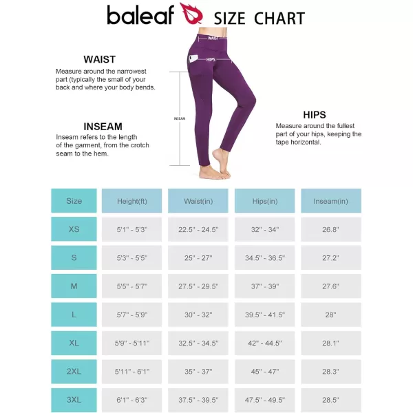 BALEAF Womens Fleece Lined Leggings Thermal Warm Winter Tights High Waisted Yoga Pants Cold Weather with Pockets3 Pockets Purple