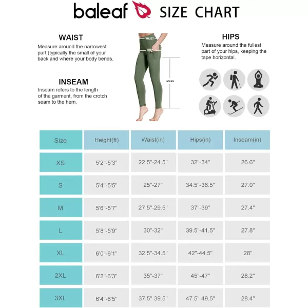 BALEAF Womens Fleece Lined Leggings Thermal Warm Winter Tights High Waisted Yoga Pants Cold Weather with PocketsWater Resistant Army Green