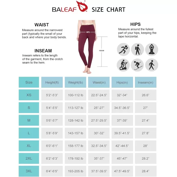 BALEAF Womens Fleece Lined Leggings Thermal Warm Winter Tights High Waisted Yoga Pants Cold Weather with PocketsWater Resistant Wine Red