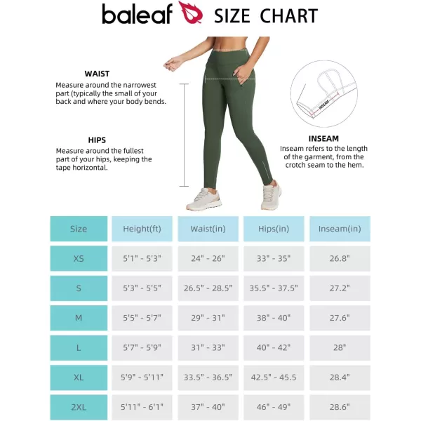 BALEAF Womens Fleece Lined Leggings Water Resistant Winter Clothes Running Tights Cold Weather Hiking Pants Zip PocketsBgreen