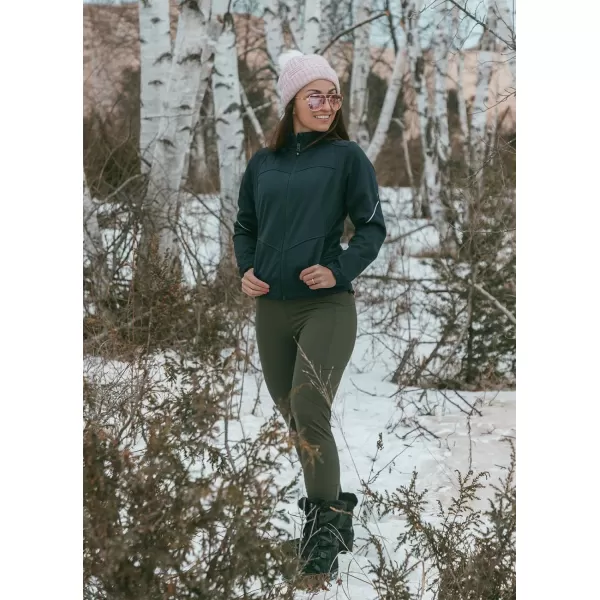 BALEAF Womens Fleece Lined Leggings Water Resistant Winter Clothes Running Tights Cold Weather Hiking Pants Zip PocketsBgreen