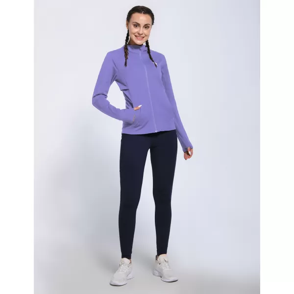 BALEAF Womens Fleece Running Jacket Water Resistant Full Zip Winter Cold Weather Gear Thermal Cycling Workout JacketsPurple