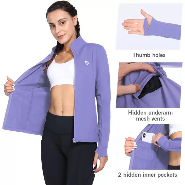 BALEAF Womens Fleece Running Jacket Water Resistant Full Zip Winter Cold Weather Gear Thermal Cycling Workout JacketsPurple