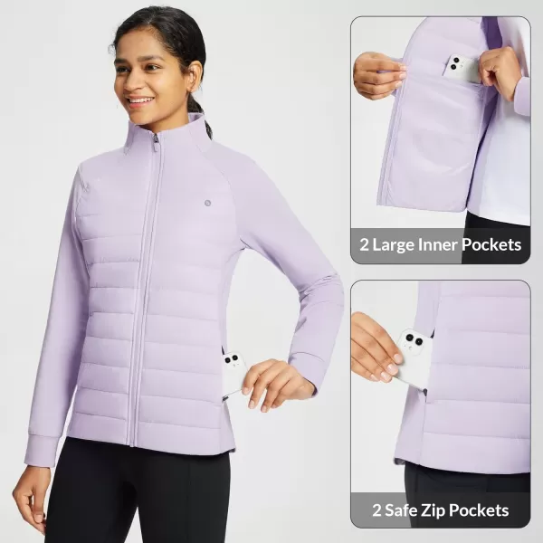 BALEAF Womens Lightweight Warm Jacket Running Insulated Water Resistant Fall Jackets Winter Hiking Hybrid Puffer CoatLight Purple