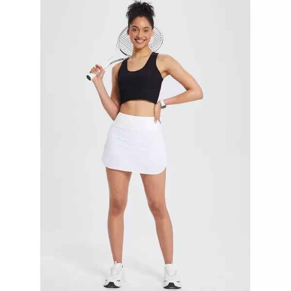 BALEAF Womens Pleated Tennis Skirts High Waisted Lightweight Athletic Golf Skorts Skirts with Shorts PocketsAwhite