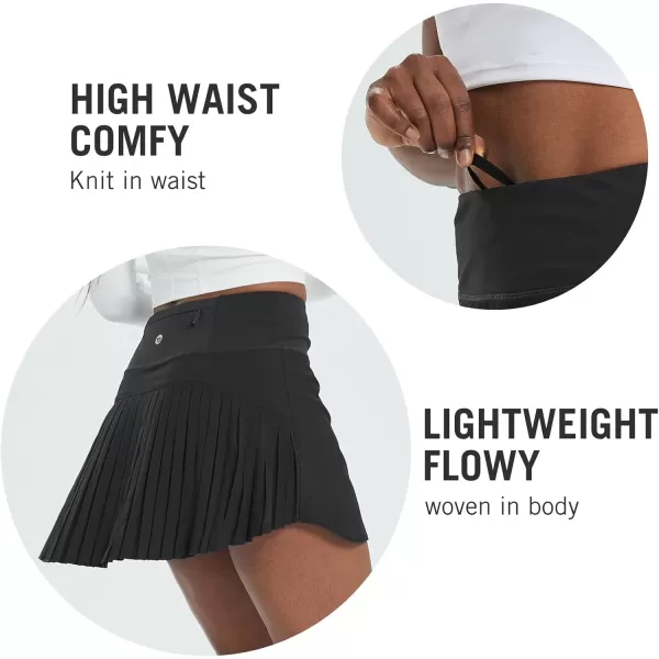 BALEAF Womens Pleated Tennis Skirts High Waisted Lightweight Athletic Golf Skorts Skirts with Shorts PocketsBlack