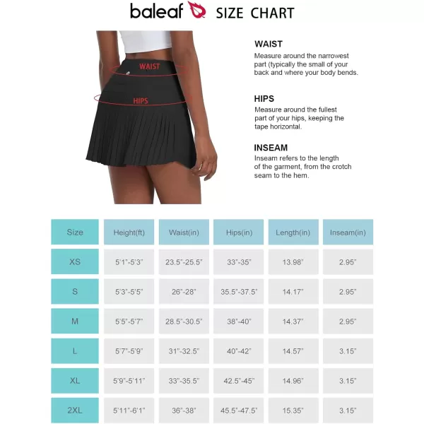 BALEAF Womens Pleated Tennis Skirts High Waisted Lightweight Athletic Golf Skorts Skirts with Shorts PocketsBlack