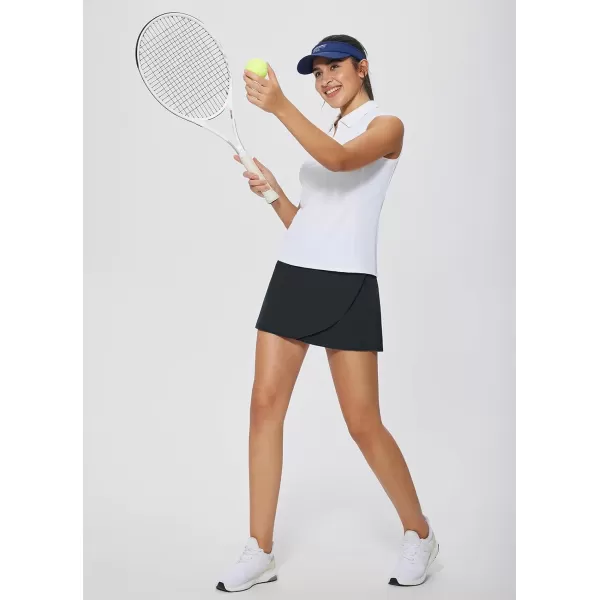 BALEAF Womens Pleated Tennis Skirts High Waisted Lightweight Athletic Golf Skorts Skirts with Shorts PocketsBlacktiered Front