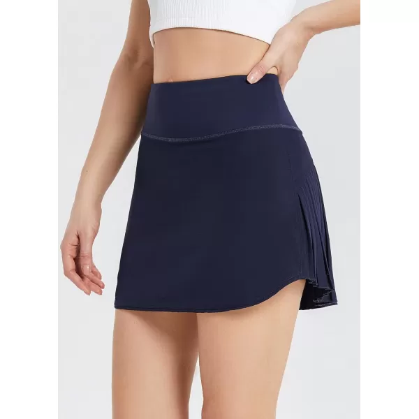 BALEAF Womens Pleated Tennis Skirts High Waisted Lightweight Athletic Golf Skorts Skirts with Shorts PocketsNavy