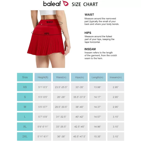 BALEAF Womens Pleated Tennis Skirts High Waisted Lightweight Athletic Golf Skorts Skirts with Shorts PocketsRed