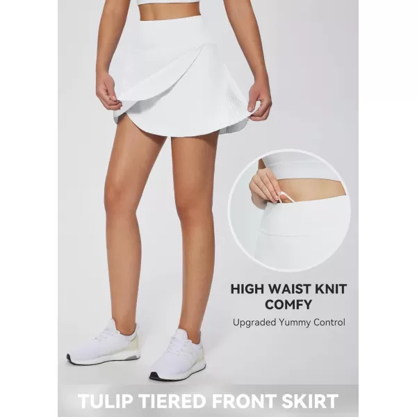 BALEAF Womens Pleated Tennis Skirts High Waisted Lightweight Athletic Golf Skorts Skirts with Shorts PocketsWhitetiered Front