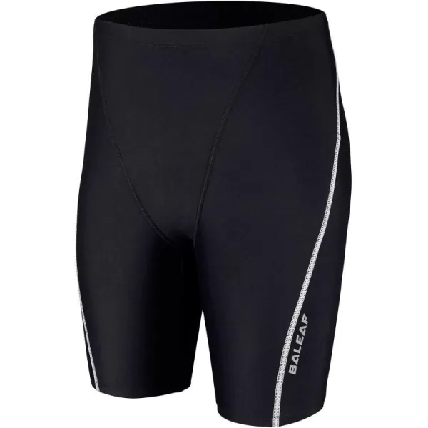 BALEAF Boys Athletic Swim Jammer UPF 50 Quick Dry Youth Training Swimming ShortBlackWhite