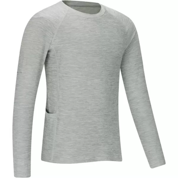 BALEAF Boys Compression Shirt Long Sleeve Youth Undershirts Kids Football Baseball Baselayer Cold Gear Quick DryLight Grey