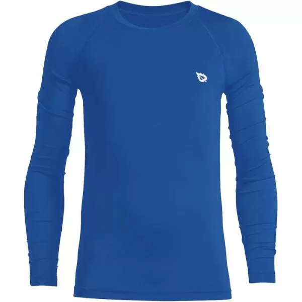 BALEAF Boys Thermal Compression Shirts Youth Long Sleeve Fleece Base Layer Soccer Football Cold GearCrew Neck Royal Blue