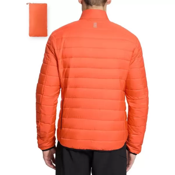 BALEAF Mens Puffer Jacket Packable Winter Coats Lightweight Water Resistant Quilted Warm WindproofOrange