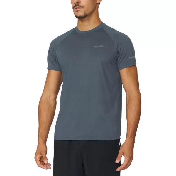 BALEAF Mens Running Workout Shirts Short Sleeve Athletic TShirt Quick DryA009slate Gray