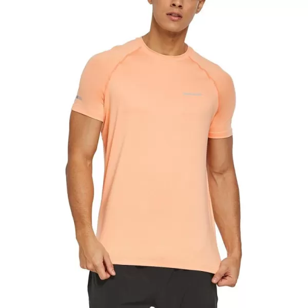 BALEAF Mens Running Workout Shirts Short Sleeve Athletic TShirt Quick DryA012heather Orange