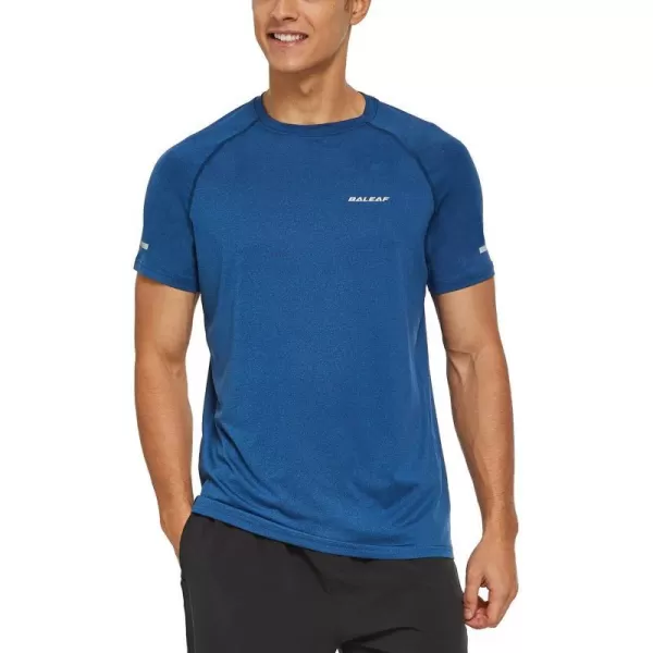 BALEAF Mens Running Workout Shirts Short Sleeve Athletic TShirt Quick DryA015heather Blue