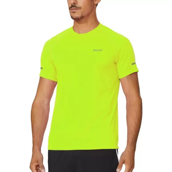 BALEAF Mens Running Workout Shirts Short Sleeve Athletic TShirt Quick DryA021fluorescent Green