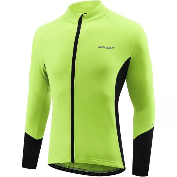 BALEAF Mens Winter Cycling Jersey Long Sleeve Fleece Thermal Bike Jacket Bicycle Clothing Windproof Cold Weathre Gear02fluorescent Yellow