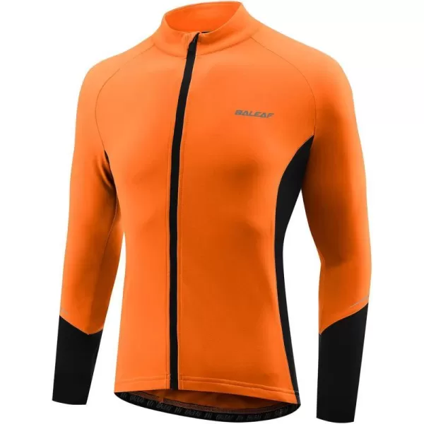 BALEAF Mens Winter Cycling Jersey Long Sleeve Fleece Thermal Bike Jacket Bicycle Clothing Windproof Cold Weathre Gear03orange