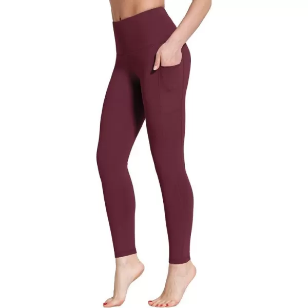 BALEAF Womens Fleece Lined Leggings Thermal Warm Winter Tights High Waisted Yoga Pants Cold Weather with PocketsWater Resistant Wine Red