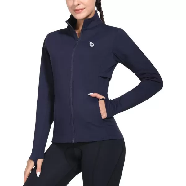 BALEAF Womens Fleece Running Jacket Water Resistant Full Zip Winter Cold Weather Gear Thermal Cycling Workout JacketsDark Blue