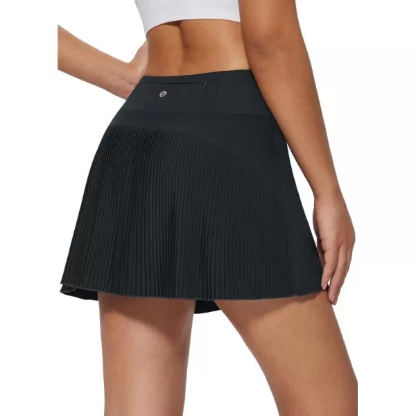 BALEAF Womens Pleated Tennis Skirts High Waisted Lightweight Athletic Golf Skorts Skirts with Shorts PocketsBlacktiered Front