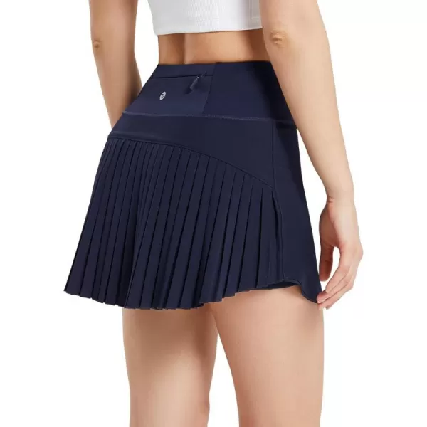 BALEAF Womens Pleated Tennis Skirts High Waisted Lightweight Athletic Golf Skorts Skirts with Shorts PocketsNavy