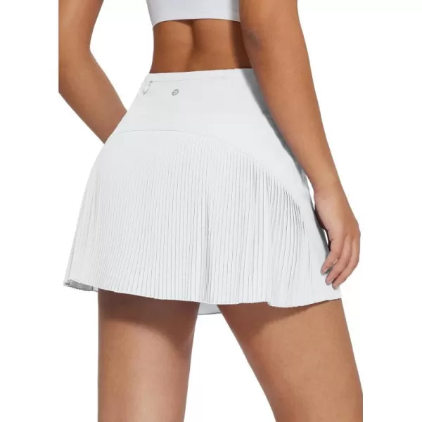 BALEAF Womens Pleated Tennis Skirts High Waisted Lightweight Athletic Golf Skorts Skirts with Shorts PocketsWhitetiered Front