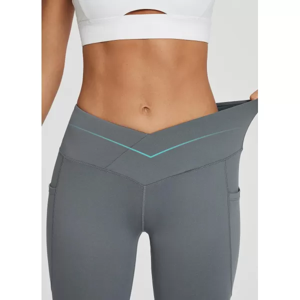 BALEAF Capri Pants for Women Flare Leggings with Pockets Bootcut Yoga Pants Summer Lounge Workout Work  21V Waistdark Grey