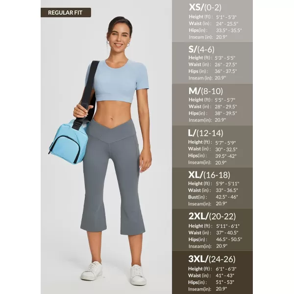 BALEAF Capri Pants for Women Flare Leggings with Pockets Bootcut Yoga Pants Summer Lounge Workout Work  21V Waistdark Grey