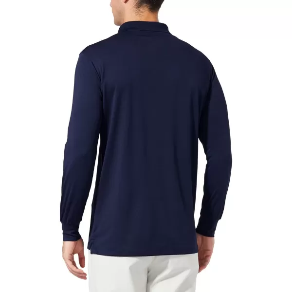 BALEAF Mens Polo Shirt Long Sleeve Golf Shirt UPF 50 Sun Protection Quick Dry for Tennis Lightweight Performance Shirt01navy