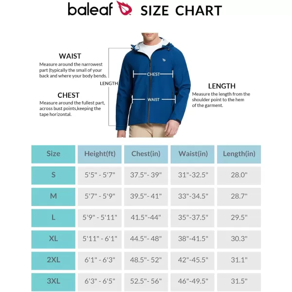 BALEAF Mens Rain Jacket Waterproof Windbreaker Packable Breathable Lightweight Windproof Hiking Outdoor Rain GearBlue