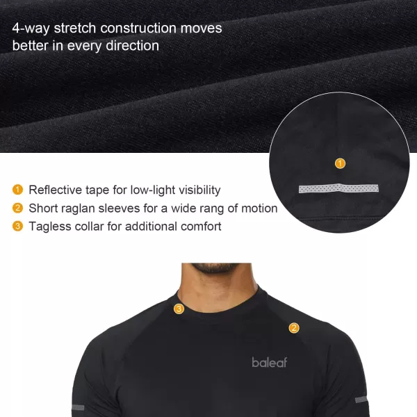 BALEAF Mens Running Workout Shirts Short Sleeve Athletic TShirt Quick DryA001black