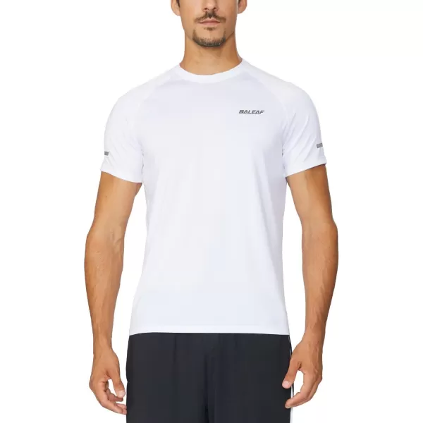 BALEAF Mens Running Workout Shirts Short Sleeve Athletic TShirt Quick DryA002white