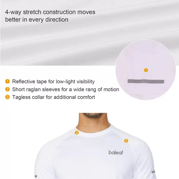 BALEAF Mens Running Workout Shirts Short Sleeve Athletic TShirt Quick DryA002white