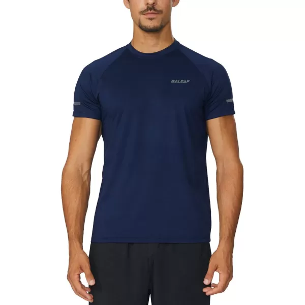 BALEAF Mens Running Workout Shirts Short Sleeve Athletic TShirt Quick DryA004navy