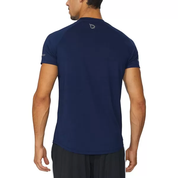 BALEAF Mens Running Workout Shirts Short Sleeve Athletic TShirt Quick DryA004navy