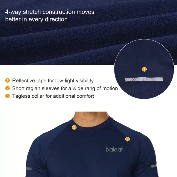 BALEAF Mens Running Workout Shirts Short Sleeve Athletic TShirt Quick DryA004navy