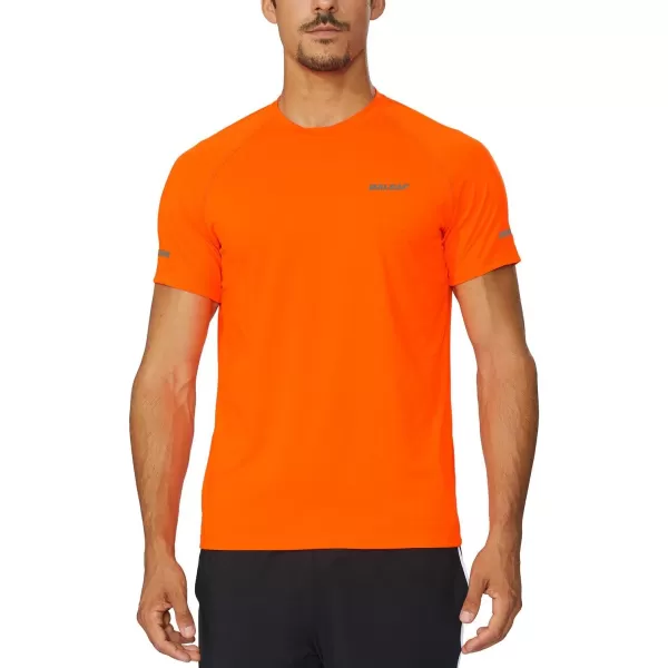 BALEAF Mens Running Workout Shirts Short Sleeve Athletic TShirt Quick DryA005fluorescent Orange