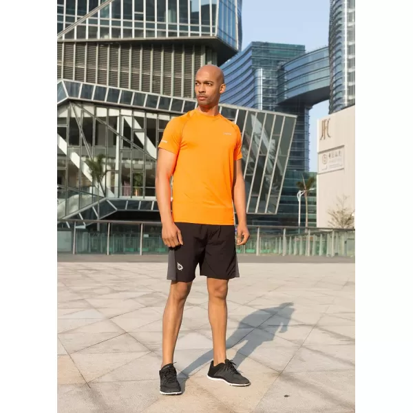 BALEAF Mens Running Workout Shirts Short Sleeve Athletic TShirt Quick DryA005fluorescent Orange