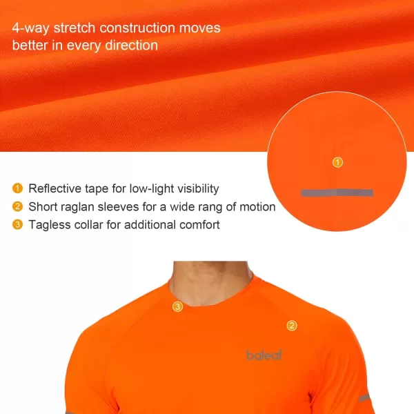 BALEAF Mens Running Workout Shirts Short Sleeve Athletic TShirt Quick DryA005fluorescent Orange