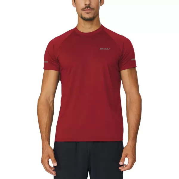 BALEAF Mens Running Workout Shirts Short Sleeve Athletic TShirt Quick DryA006red