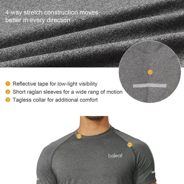 BALEAF Mens Running Workout Shirts Short Sleeve Athletic TShirt Quick DryA03grey Heather