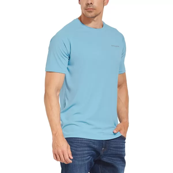 BALEAF Mens UPF 50 Short Sleeve Shirts Lightweight Sun Protection SPF TShirts Fishing Hiking Running01light Blue